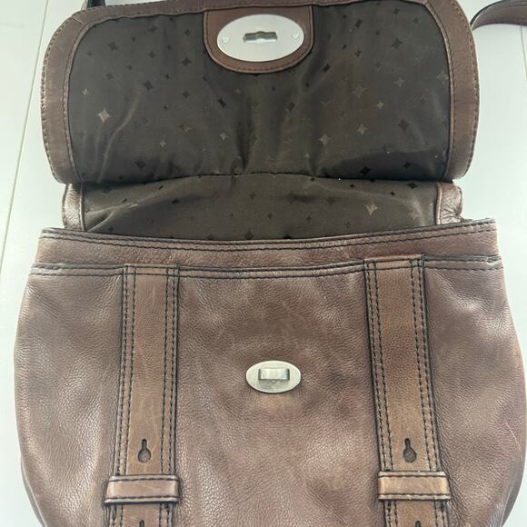 Vintage Hard to Find Fossil Maddox Crossbody Patchwork Chevron Bag - Picture 5 of 13